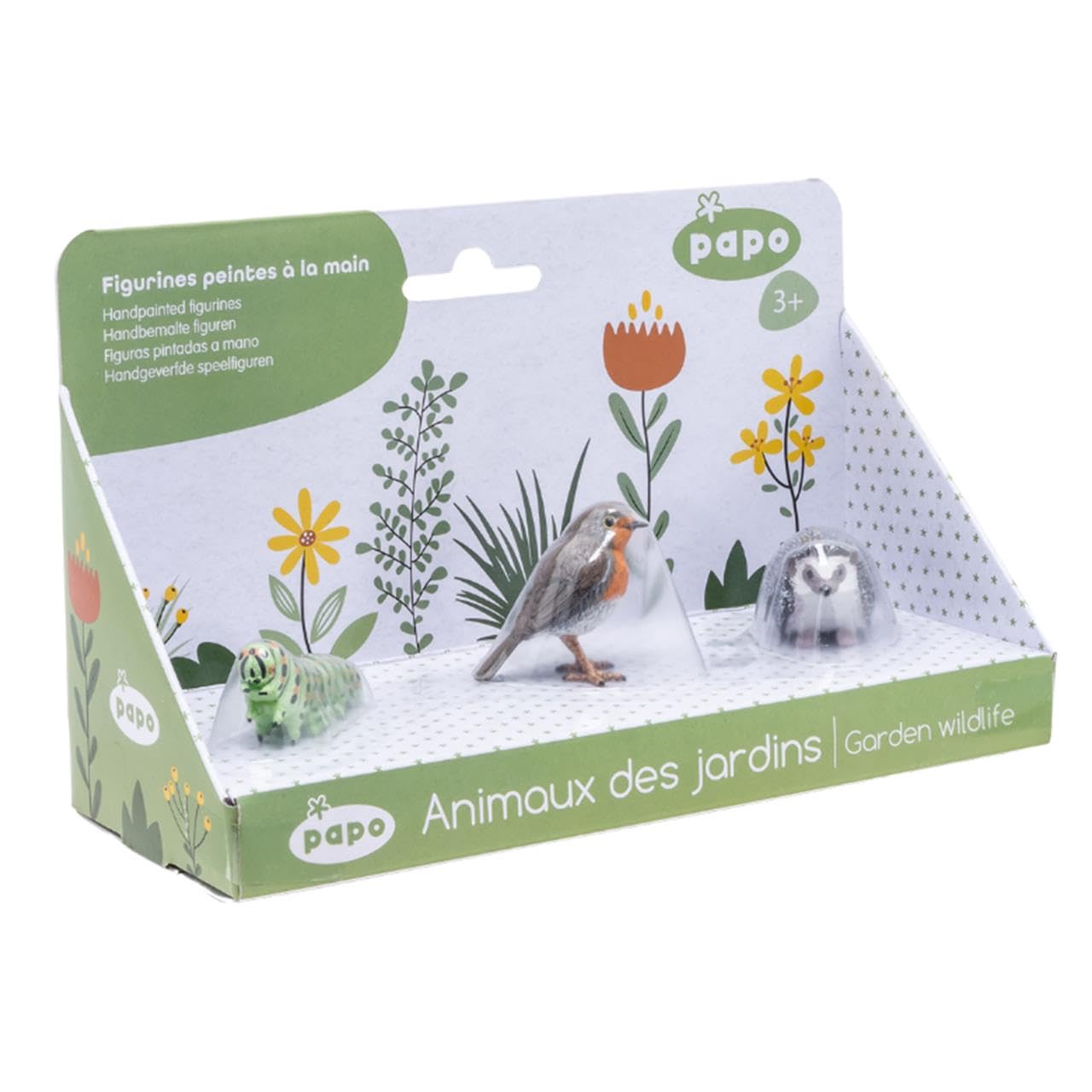 PAPO Set of 3 figures - Garden animals - The caterpillar, the hedgehog and the bird