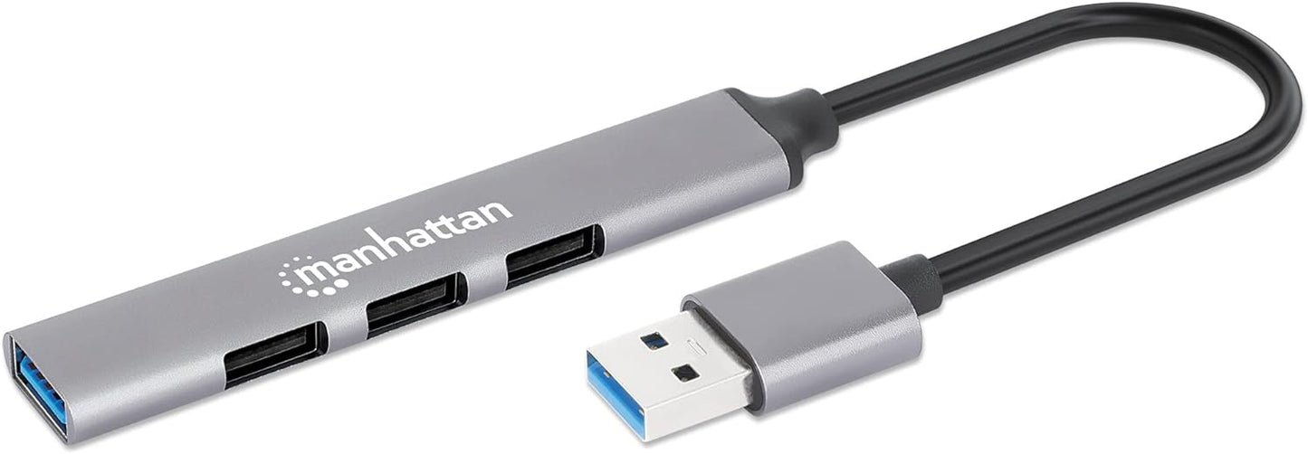 Manhattan 4 Port USB-A Hub 3 x 480 Mbit/s 1 x Gbit/s USB-A Male