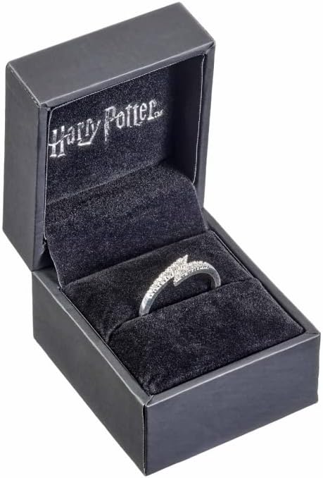 Harry Potter Sterling Silver Lightning Bolt Ring with Crystals Size - XL