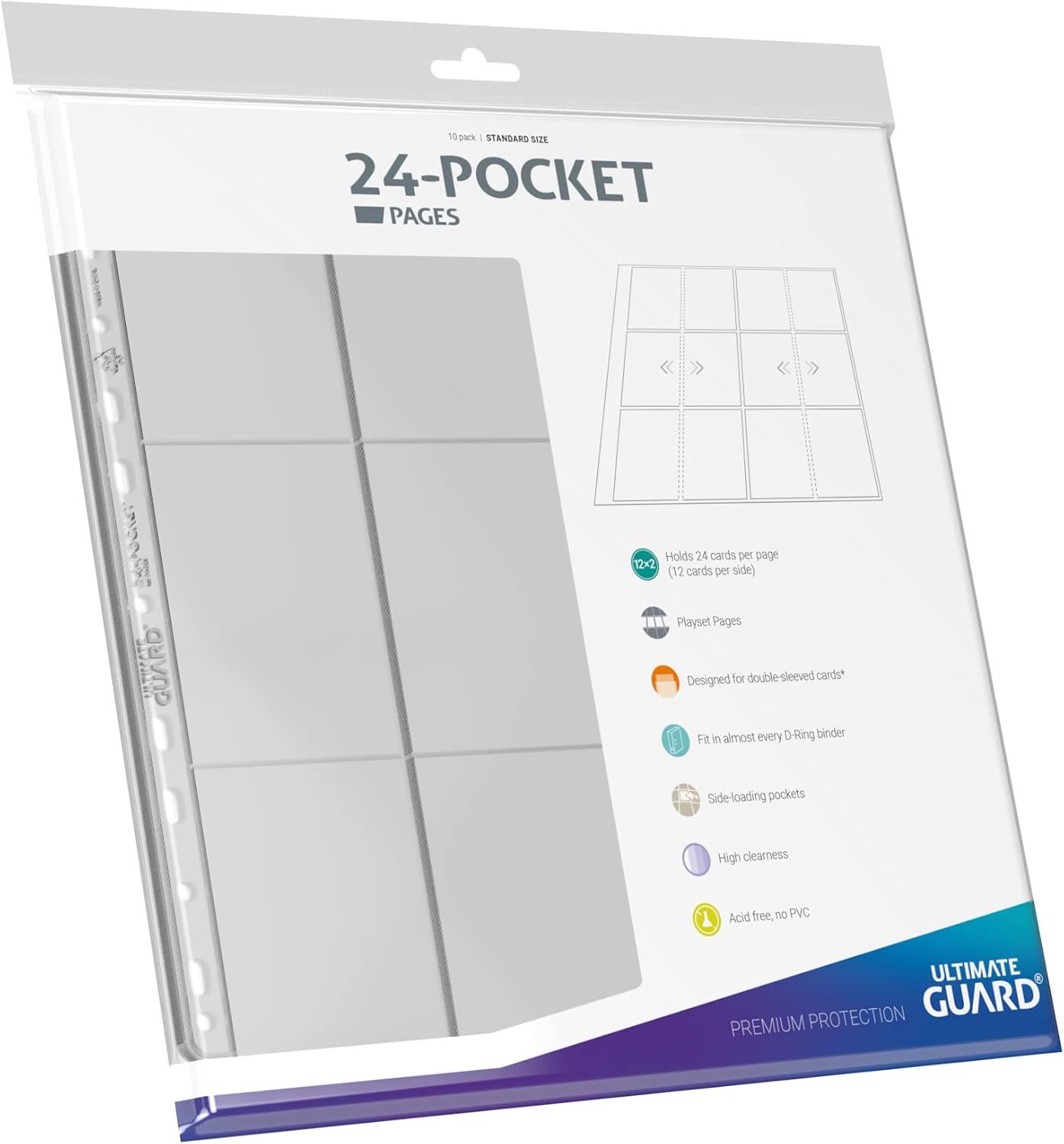 Ultimate Guard 24-Pocket QuadRow Side-Loading Pages (10) - Transparent