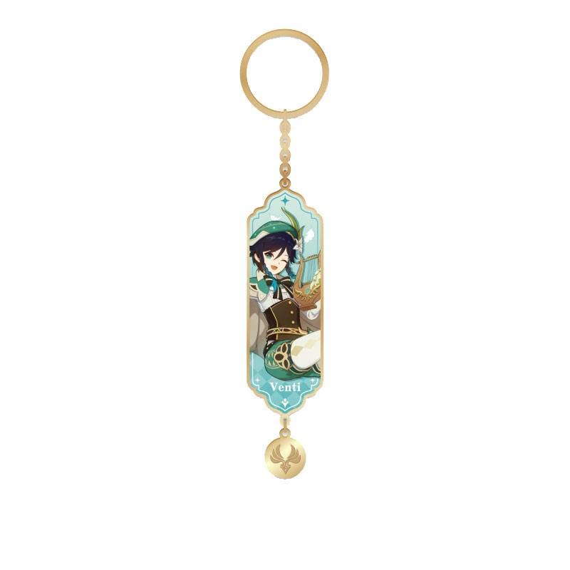Genshin Impact Metal Character Drawing Card Venti Keyring