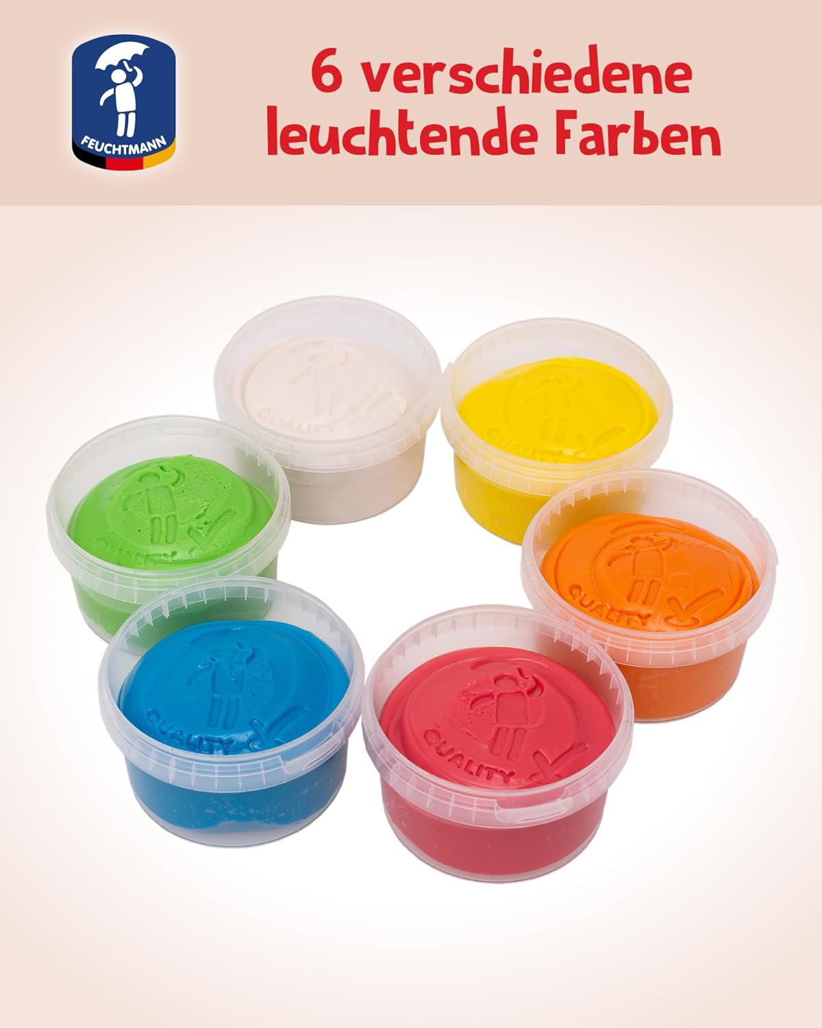 Feuchtmann 628 1518-3 1518-1-Meine Lieblings Putty EDU Edition, Children's Dough in Orange, 500 g Tub of Air-Drying Modelling Clay, from 2 Years