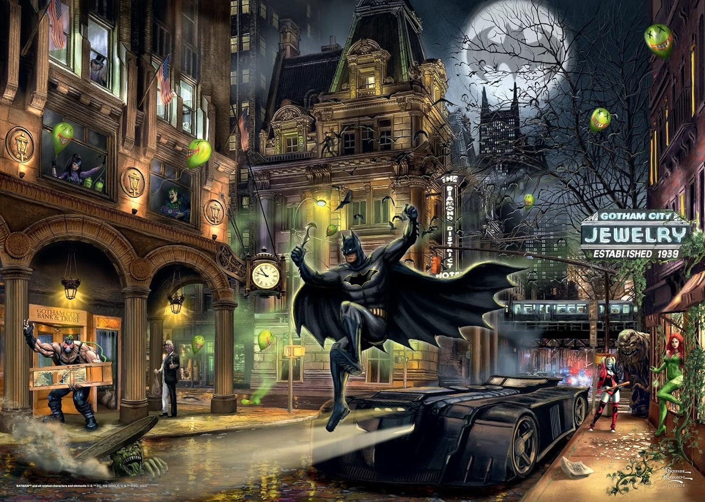 Schmidt Spiele Puzzle de 1000 Piezas de Thomas Kinkade, Batman, Gotham City 57588, Floral, Multicolor, Normal (CSG57588