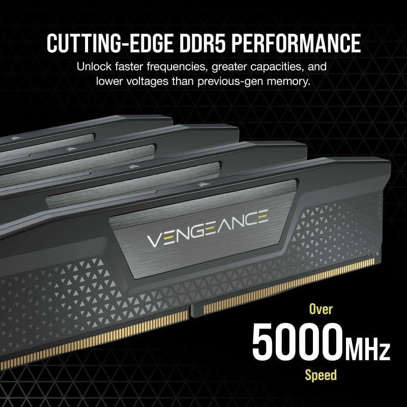 Corsair VENGEANCE DDR5 RAM 16GB (2x8GB) 5200MHz CL40 Intel XMP iCUE Compatible Computer Memory - Black (CMK16GX5M2B5200C40)