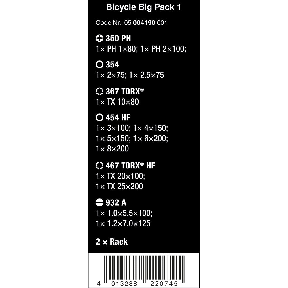 Wera 05004174001 Bicycle set 6, Screwdriver set, 10 pieces
