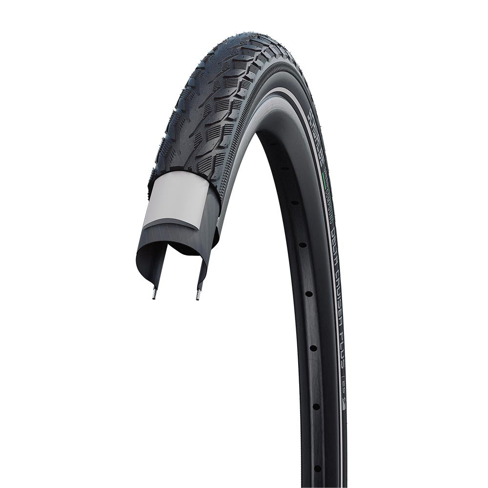 Schwalbe Delta Cruiser Plus PunctureGuard TwinSkin Green Compound Tyre, Black/Reflective, 37-622 (700x35C