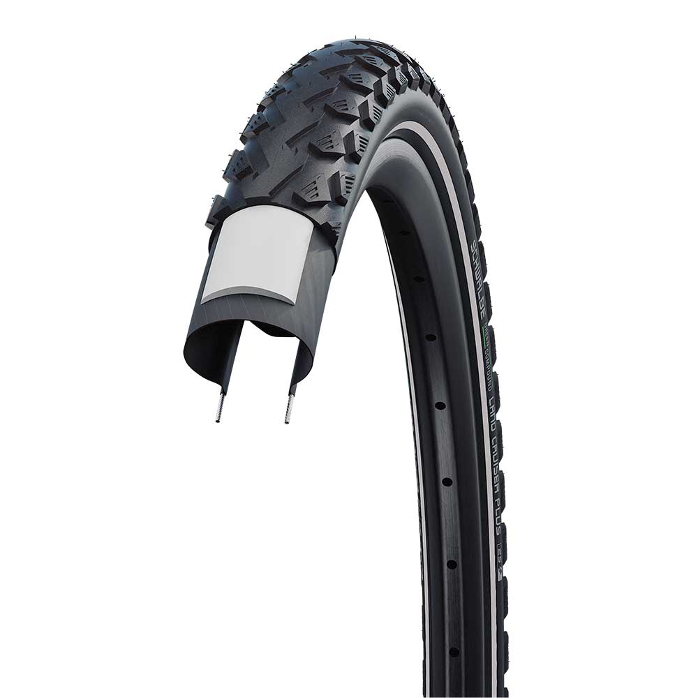 Schwalbe Land Cruiser Plus PunctureGuard TwinSkin Green Compound Tyre, Black/Reflective, 47-559 (26x1.75