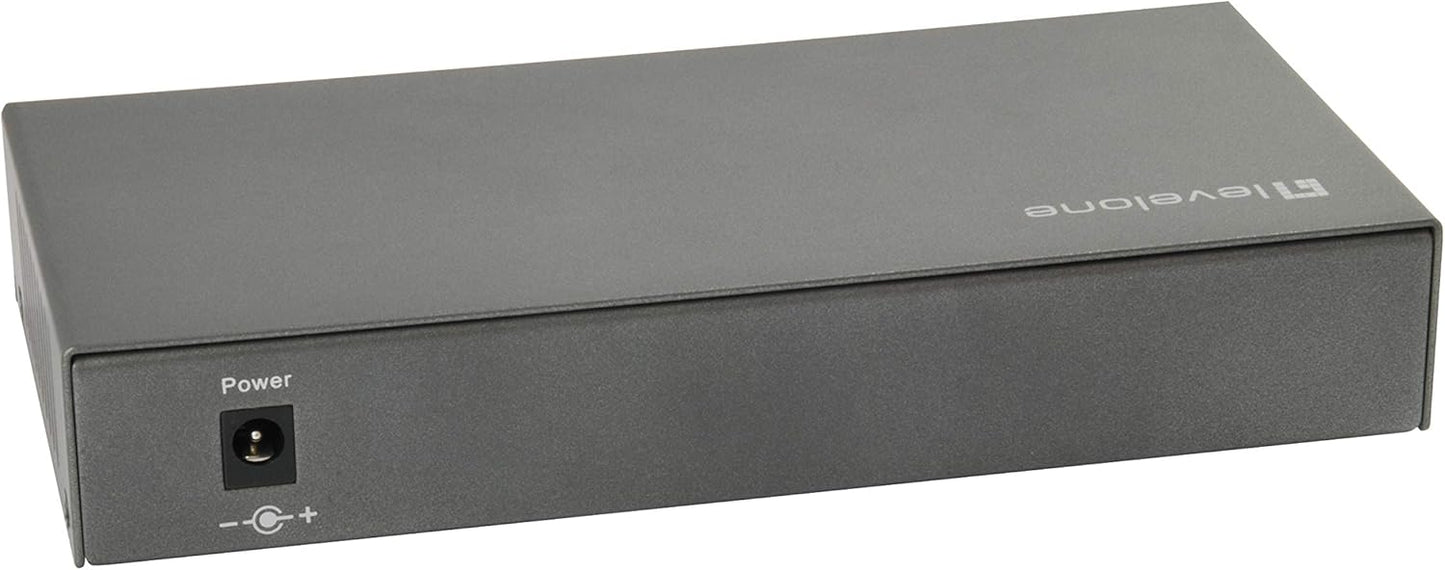 LevelOne GEP-0823 Gigabit Ethernet (10/100/1000) Negro Energía sobre Ethernet (PoE) - Switch de red (Gigabit Ethernet (10/100/1000), Bidireccional completo (Full duplex), Energía sobre Ethernet (PoE
