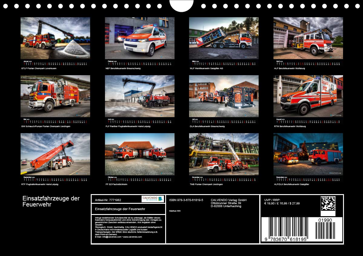 Will, M: Einsatzfahrzeuge der Feuerwehr (Wandkalender 2020 D