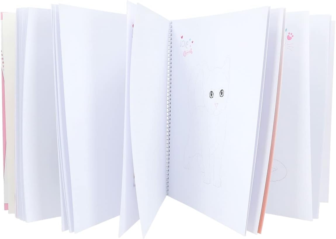 Depesche 12282 TOPModel Maak je Kitty - kleur- en stickerboek met 92 pagina's voor het maken van schattige katten kleurboekje met stickervel en spiraalbinding Meerkleurig