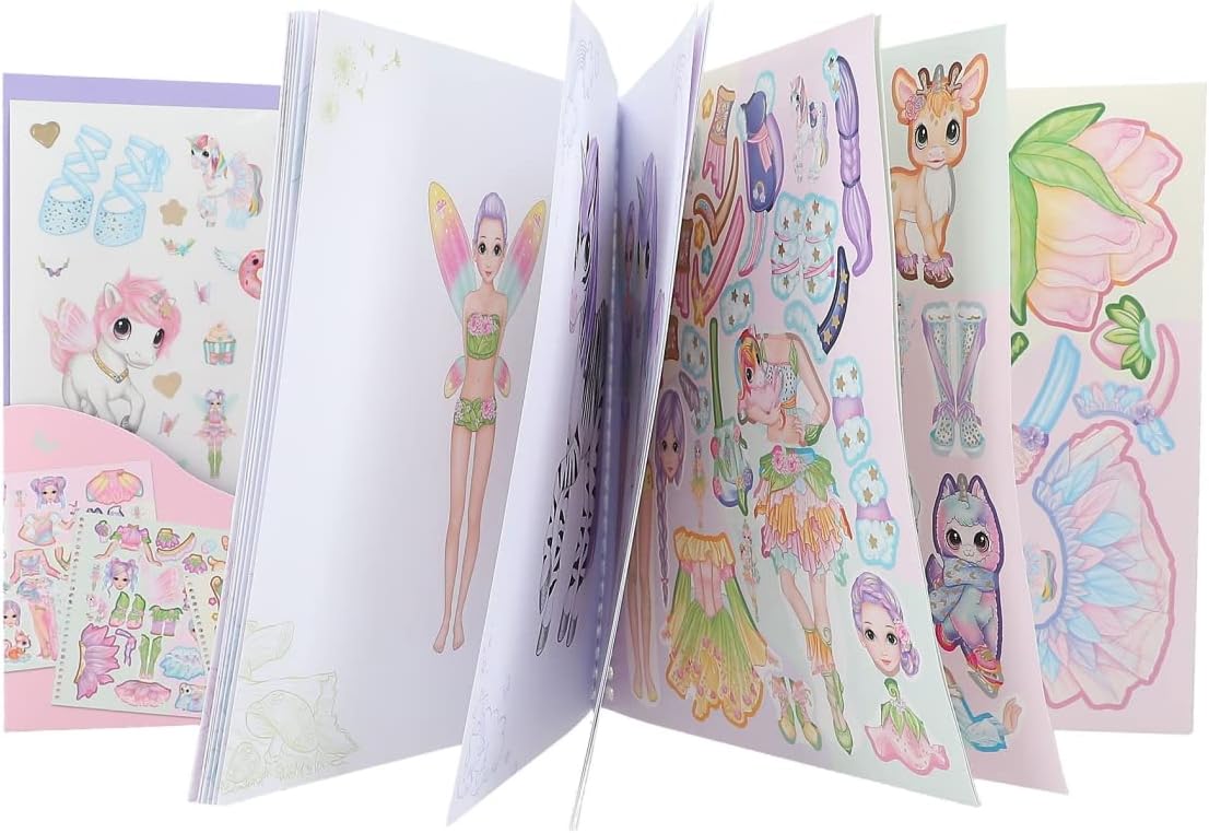 Depesche 12579 Ylvi Dress 24 Pages for Creating Unicorn and Fairy Motifs Painting Book with 11 Sticker Sheets, Multicoloured