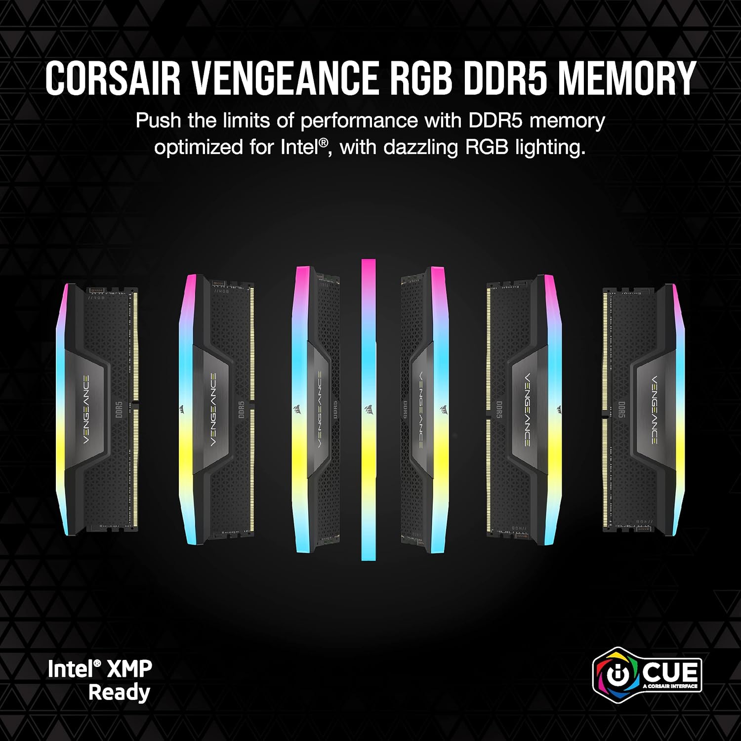 CORSAIR VENGEANCE RGB DDR5 RAM 32GB (2x16GB) 5200MHz CL40 Intel XMP iCUE Compatible Computer Memory - Black (CMH32GX5M2B5200C40) 32GB (2x16GB) Black