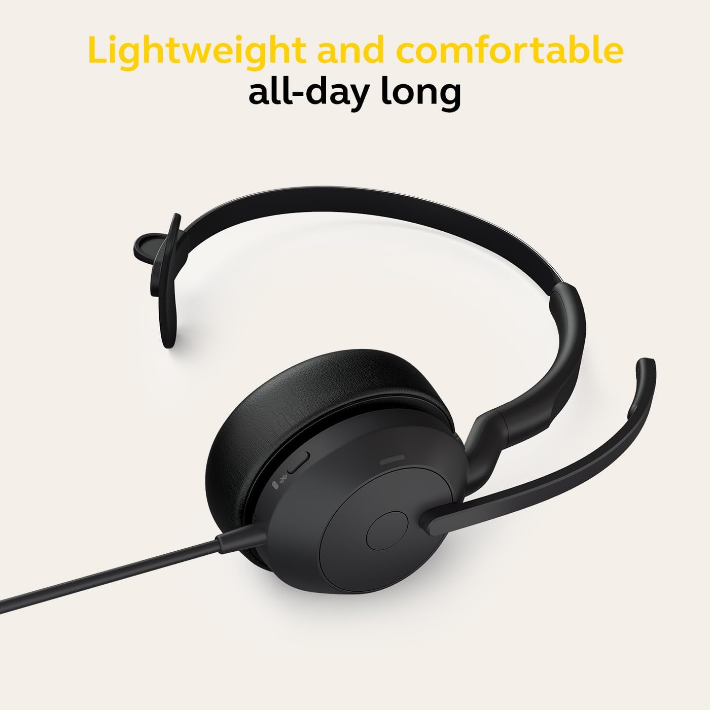 Jabra Evolve2 50 Wired Mono Headset Air Comfort Technology, Noise-cancelling Mics, and Active Noise Cancellation - MS Teams Certified, Works with All Other Platforms - Black
