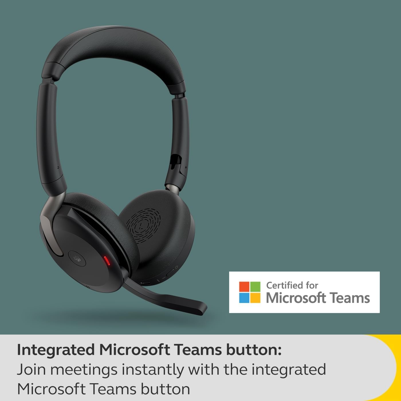 Jabra Evolve2 65 Flex - Wireless Stereo Headset with Bluetooth, Noise-cancelling Jabra ClearVoice Technology and Hybrid ANC - Certified for MS Teams - Black