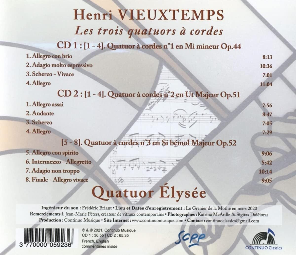 Henri Vieuxtemps: Les Trois Quatuors À Cordes