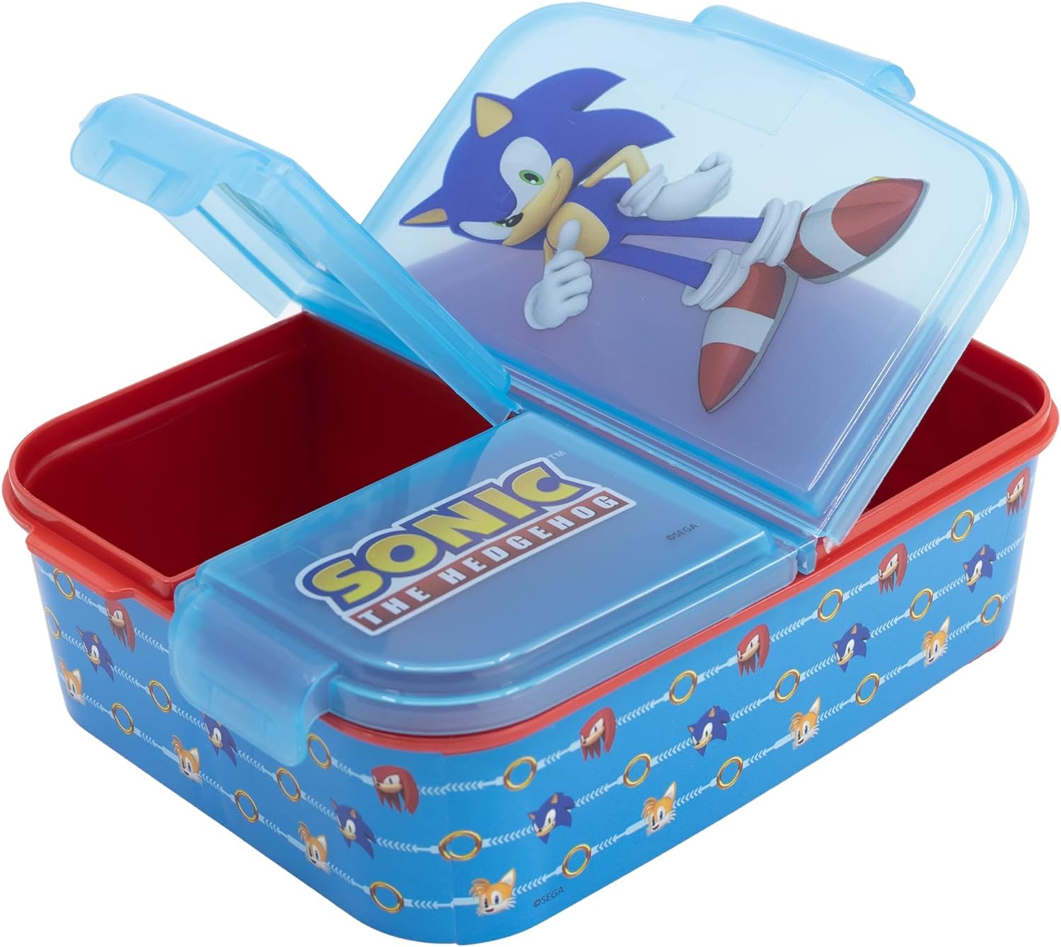 STOR Multiple Compartment Sonic Lunchbox School dinnerbox