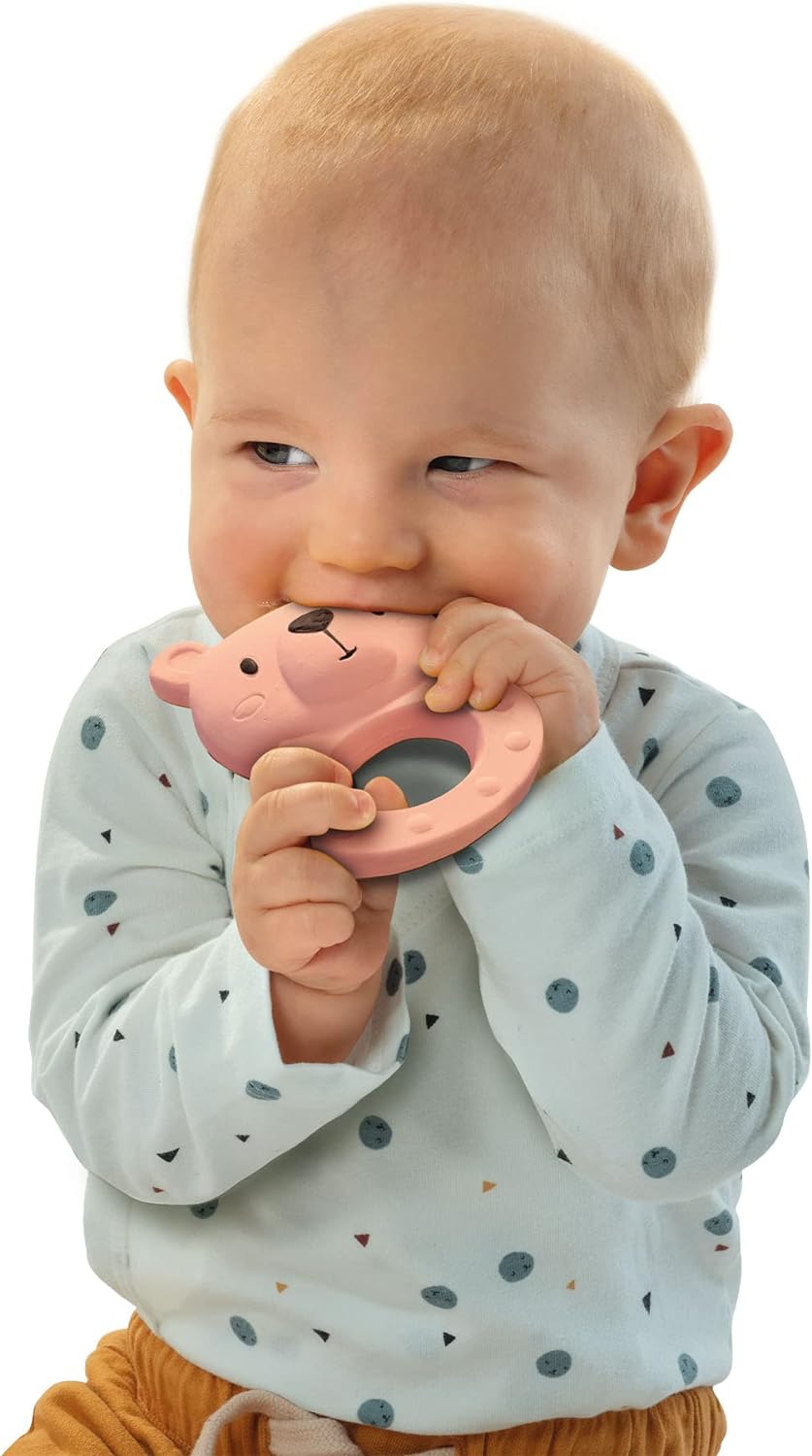 SES Creative 13162 Teether Bo Bear - 100% Natural rubber - 100% natural rubber; Safe and soft (non-toxic) material and paint; Easy to Grip and handle for little hands; Age 3m+