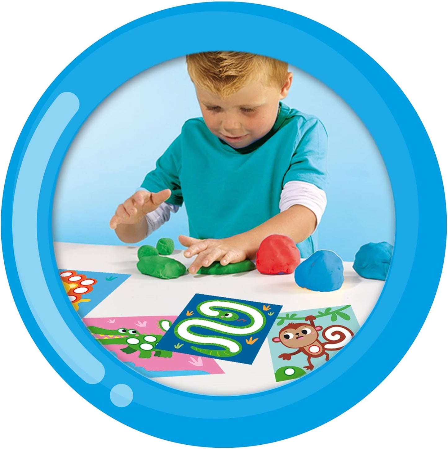 SES Creative 14435 My first Knetaufgabenkarten Tiere, Lernspiel mit Knete für Kleinkinder, ab 1 Jahr