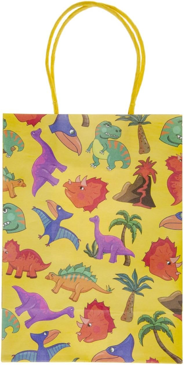 DUCKIEZ Eco-Friendly Paper Gift Bags. Party Bags with Handles. Birthday Party Favour. (Dinosaur, 1 Bag
