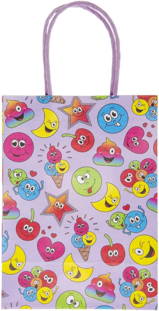 DUCKIEZ Eco-Friendly Paper Gift Bags. Party Bags with Handles. Birthday Party Favour. (Laughing Face, 1 Bag