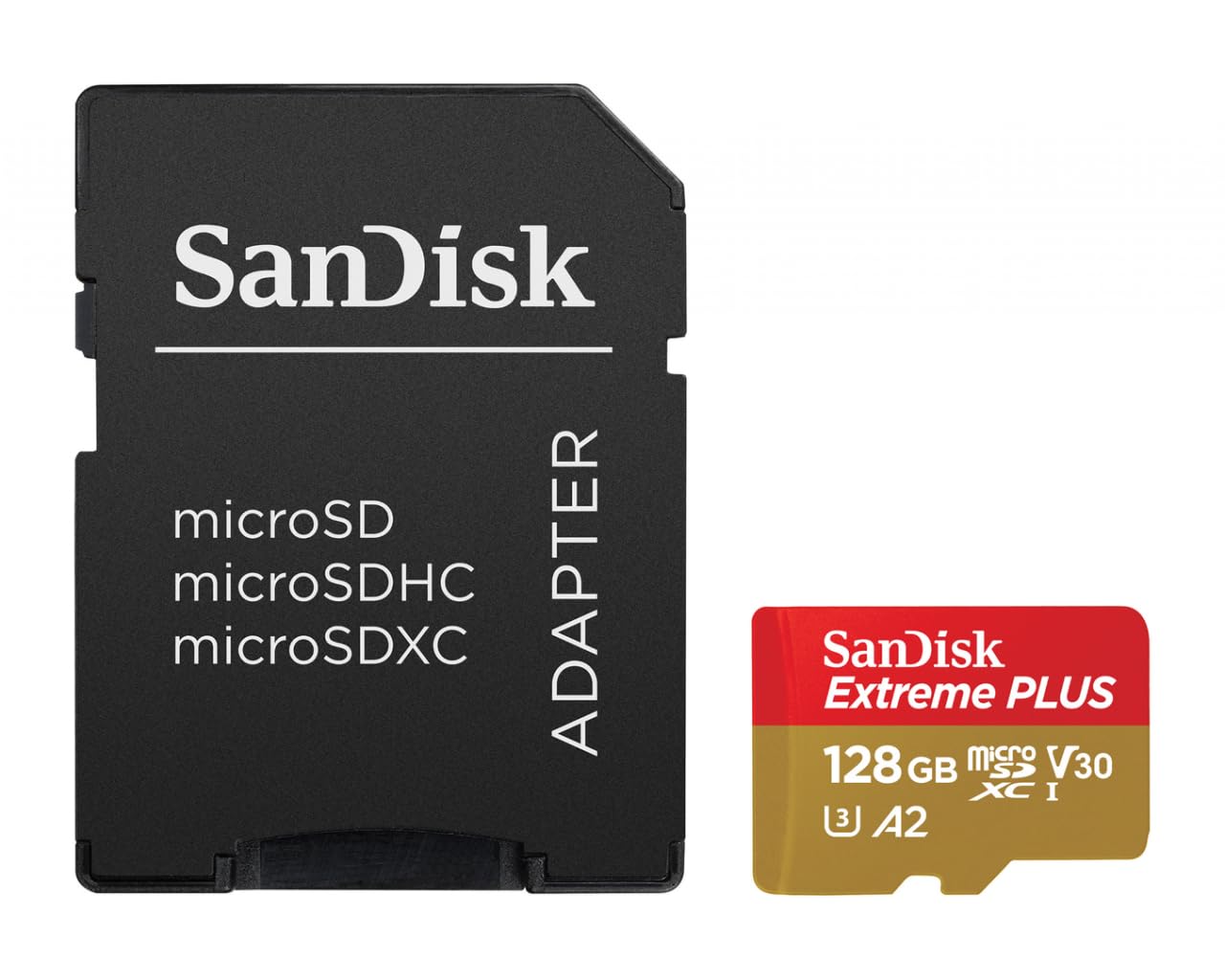 SANDISK - CARDS EXTREME PLUS MICROSDXC 128GB+SD ADAPTER 200MB/S 90MB/S A2 C10 V3