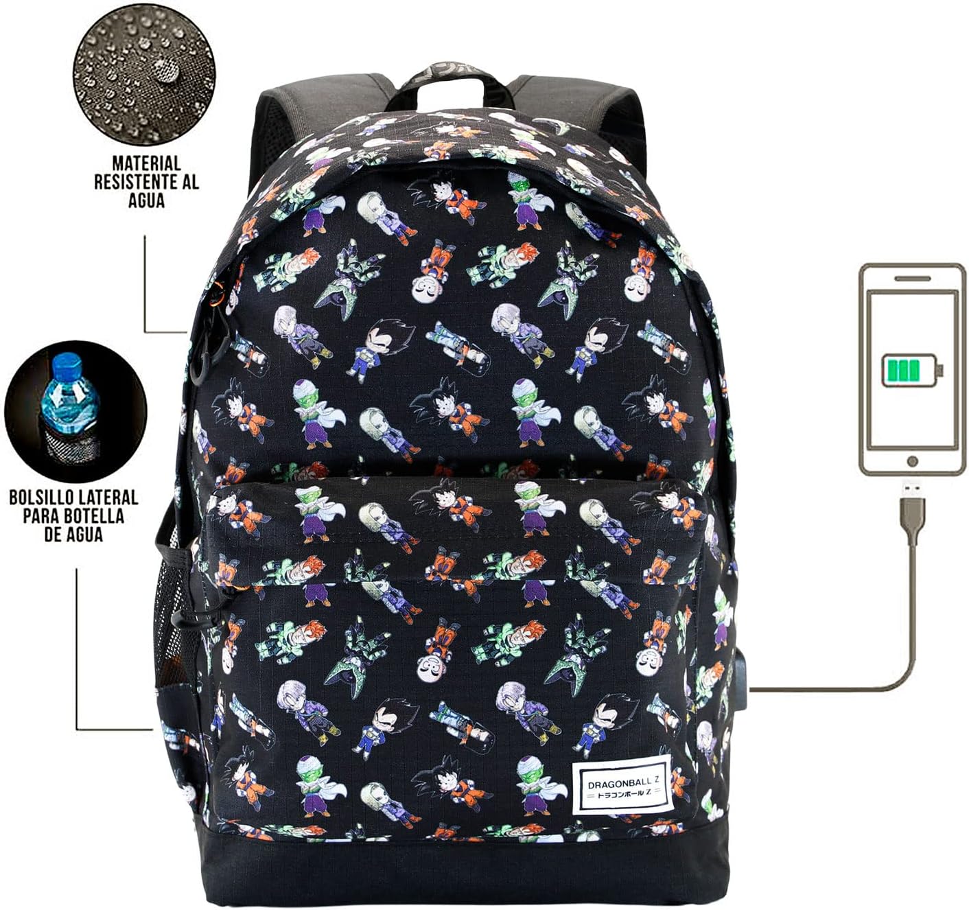 Dragon Ball SD-HS Backpack 1.3, Black, 18 x 30 x 45 cm, Capacity 23.8 L