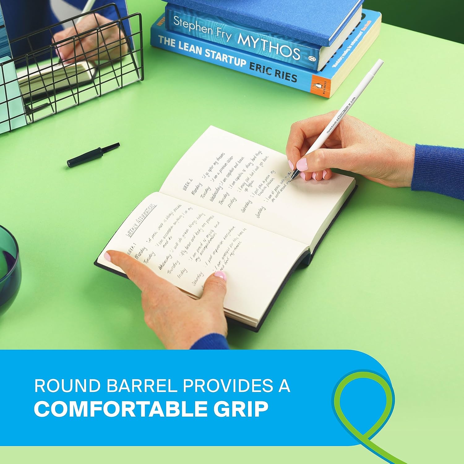 Paper Mate Kilometrico Ballpoint Pens | Long Writing with Medium Point (1.0mm) | Black Ink | 80% Recycled Plastic | 8 Count