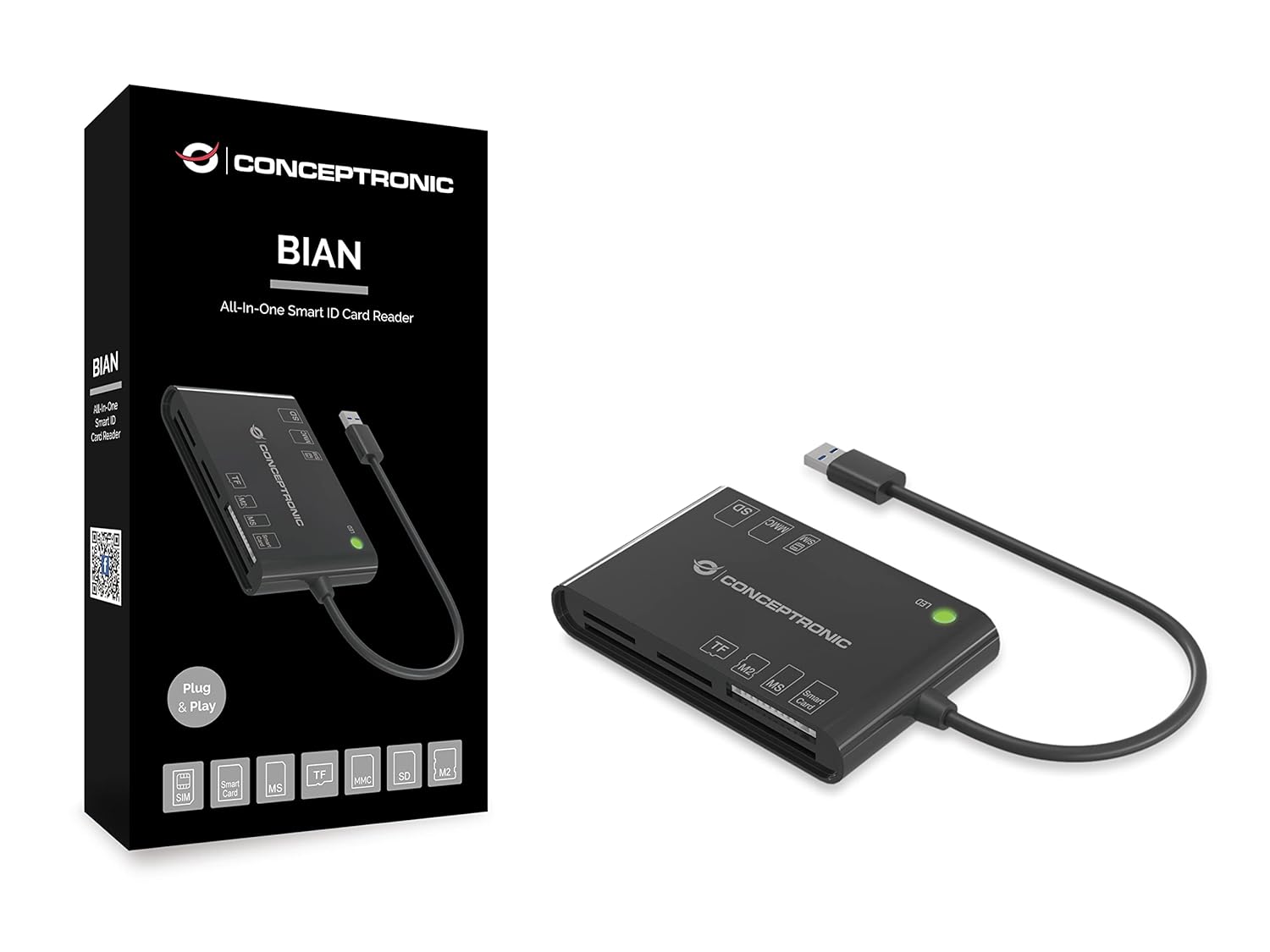 Conceptronic Smart ID Card Reader All-In-One Black