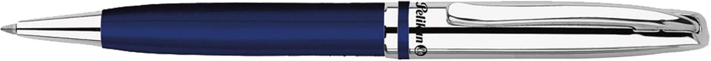 Pelikan - Jazz - Ball Pen - Metal and Night Blue - With Elastic Clip and Rotating Mechanism