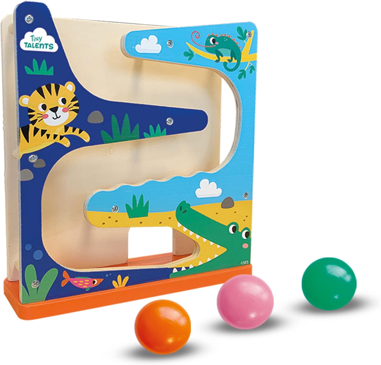 SES Creative 13144 Wooden Ball Track Crocodile, Multi, One Size