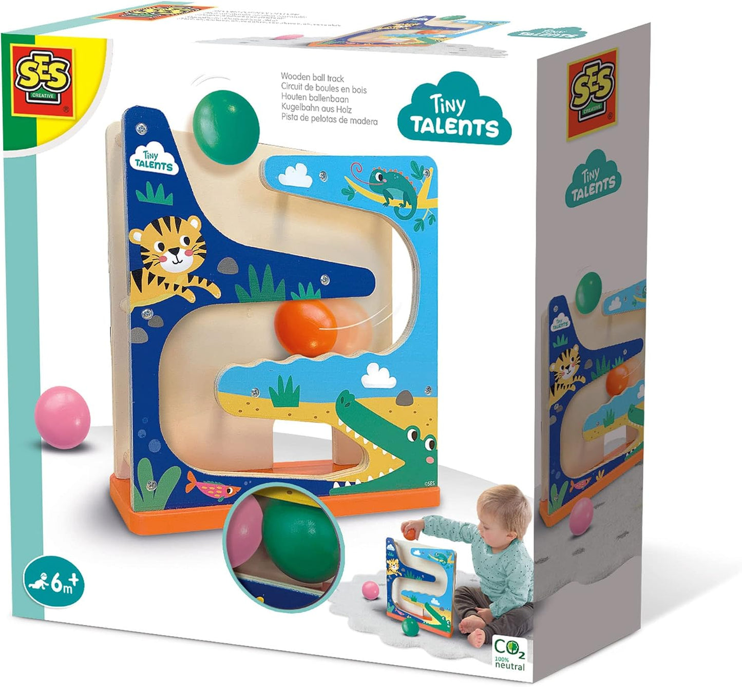 SES Creative 13144 Wooden Ball Track Crocodile, Multi, One Size