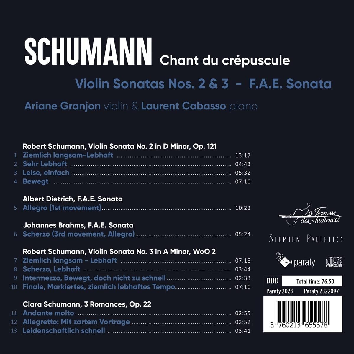 Chant du Crépuscule (Violin Sonatas 2,3 & F.a.E.)