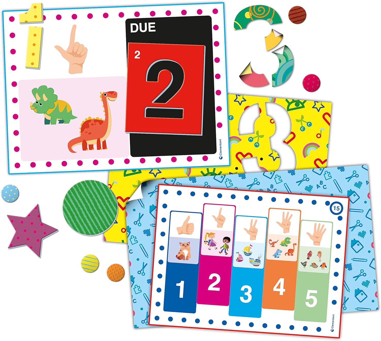 Clementoni Sapientino-Gioca e Crea Stencil e cifre Puzzle da comporre, Gioco educativo per Imparare i Numeri, Bambini 3-6 Anni, Made in Italy, Multicolore, Medio, 16727