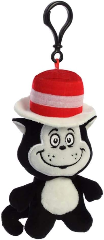 Aurora 60996 Dr_Seuss World Cat in The Hat Plush Key Clip, Multicoloured, 13cm