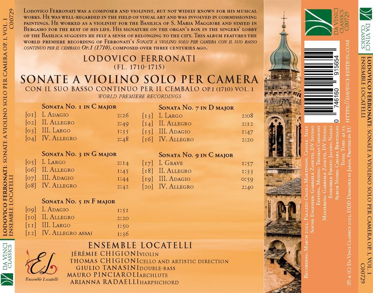 Sonate a Violino Solo Per Camera Op.1 (1710) Vol.1