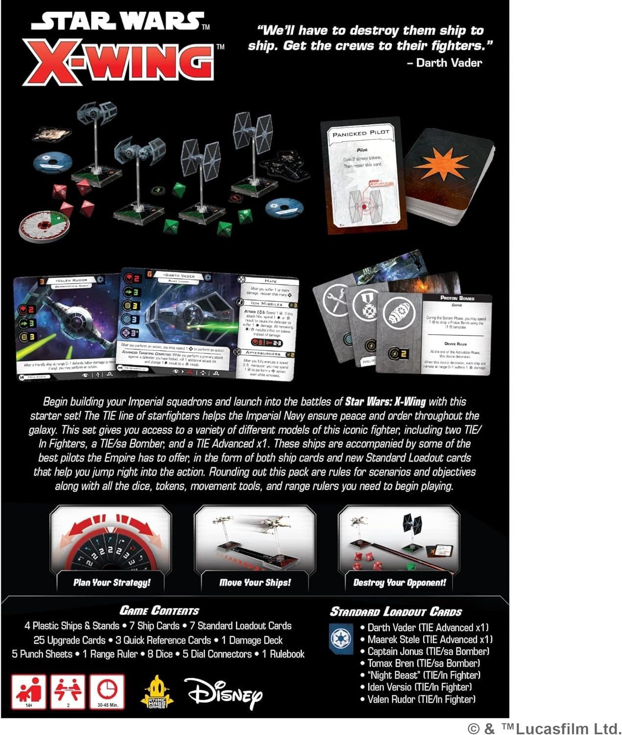Fantasy Flight Games | Star Wars X-Wing: Galactic Empire Squadron Starter Pack | Miniatures Game | Ages 14+ | 2 Players | 90 Minutes Playing Time