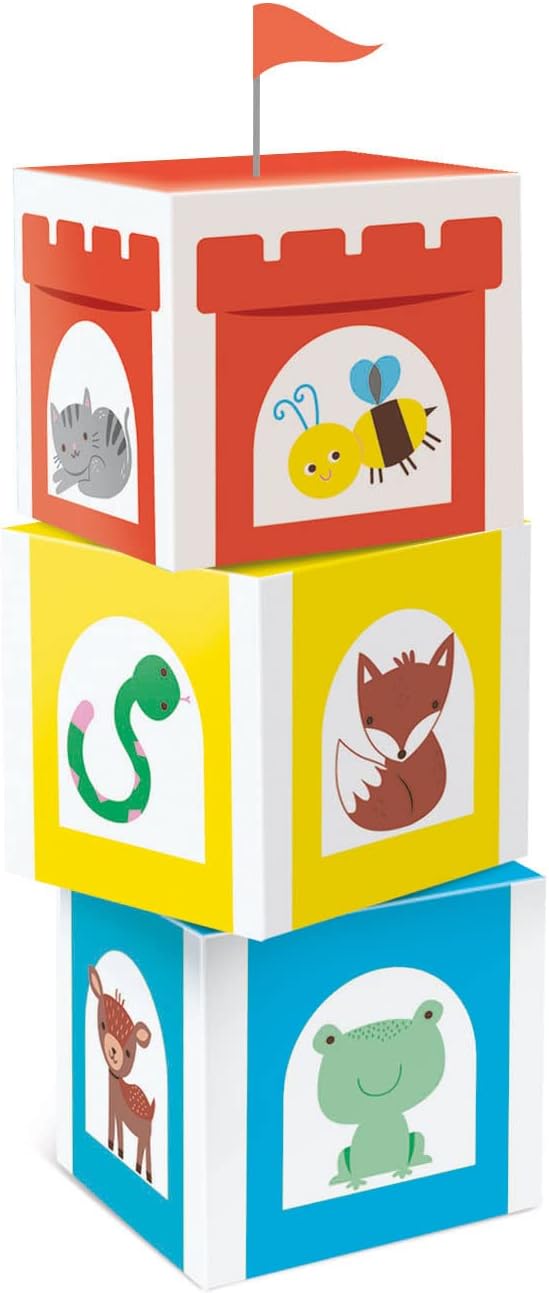 Clementoni - Sapientino Baby Tower of Cubes-Educational Game 1 Year (English Version), Montessori Games, Made in Italy, Multicolor, 16411