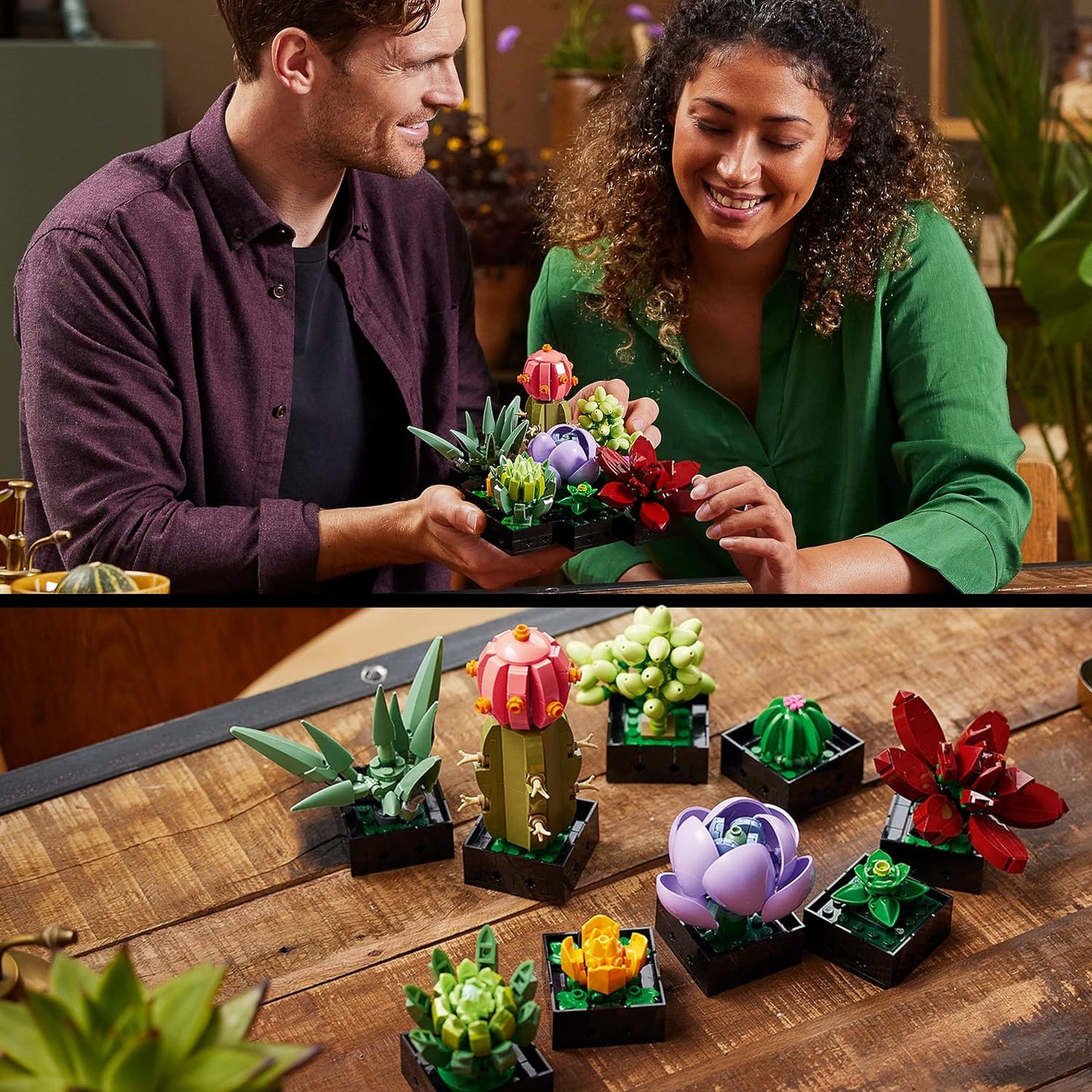 LEGO 10309 Icons Succulents Artificial Plants Set for Adults, Home Décor, Creative Hobby, Gift Idea for Her & Him, Botanical Collection (Build 9 Small Plants), Flower Bouquet Kit Succulent Single