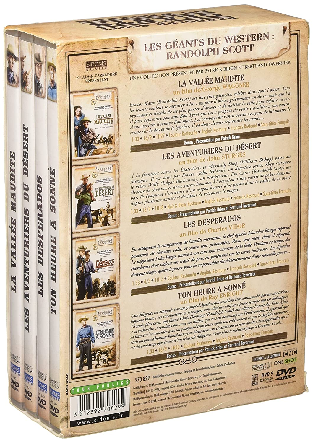 Randolph scott - coffret 4 films