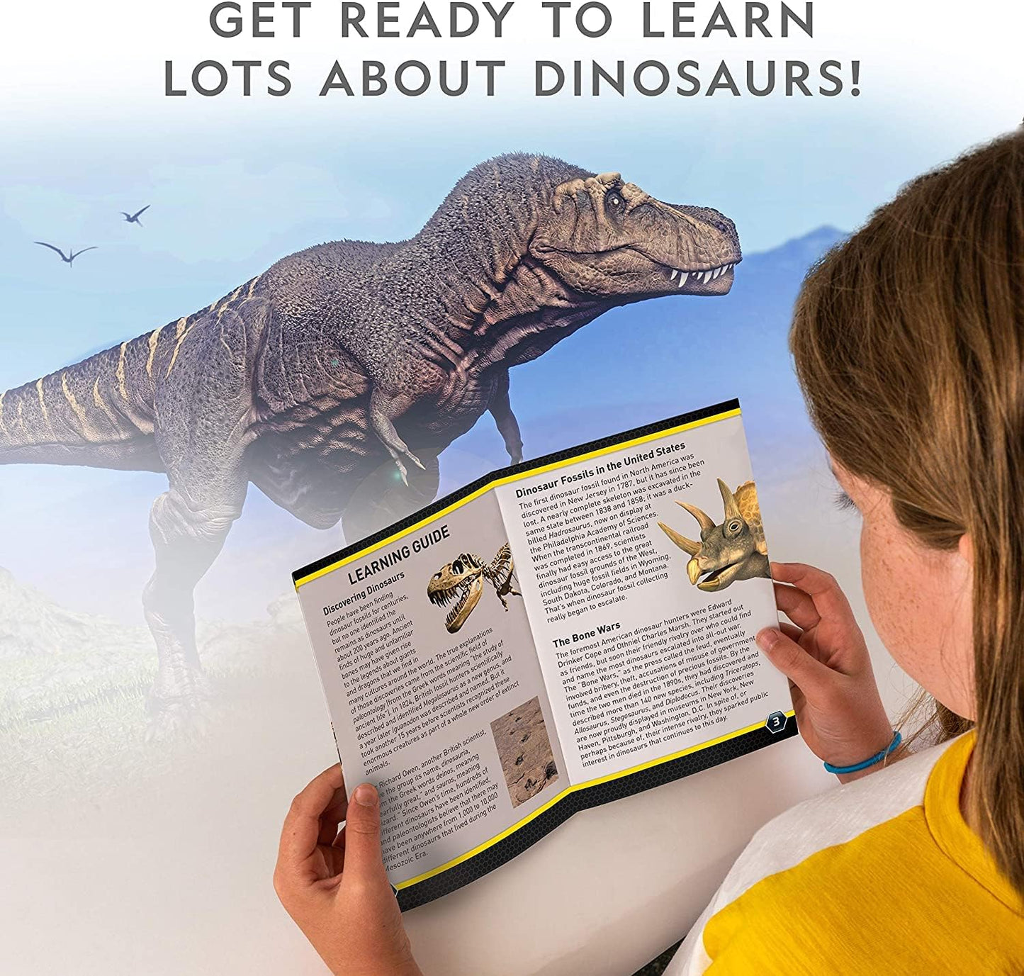 NATIONAL GEOGRAPHIC Bandai Kit di ispezione - 3 fossili di Dinosauro da estrarre - Gioco scientifico educativo - STEM - JM80568M