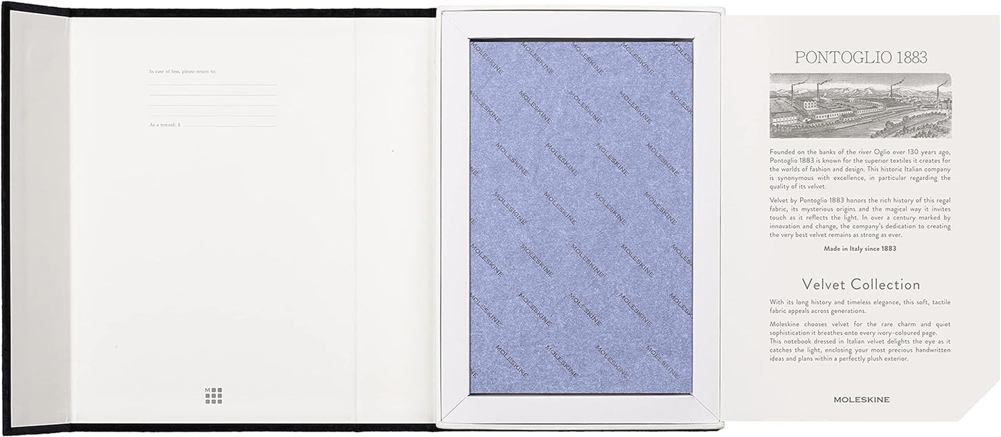Moleskine Lined Notebook, Limited Edition Velvet Collection, Velvet Hard Cover and Elastic Closure, Purple Colour, Large Format, 144 Pages