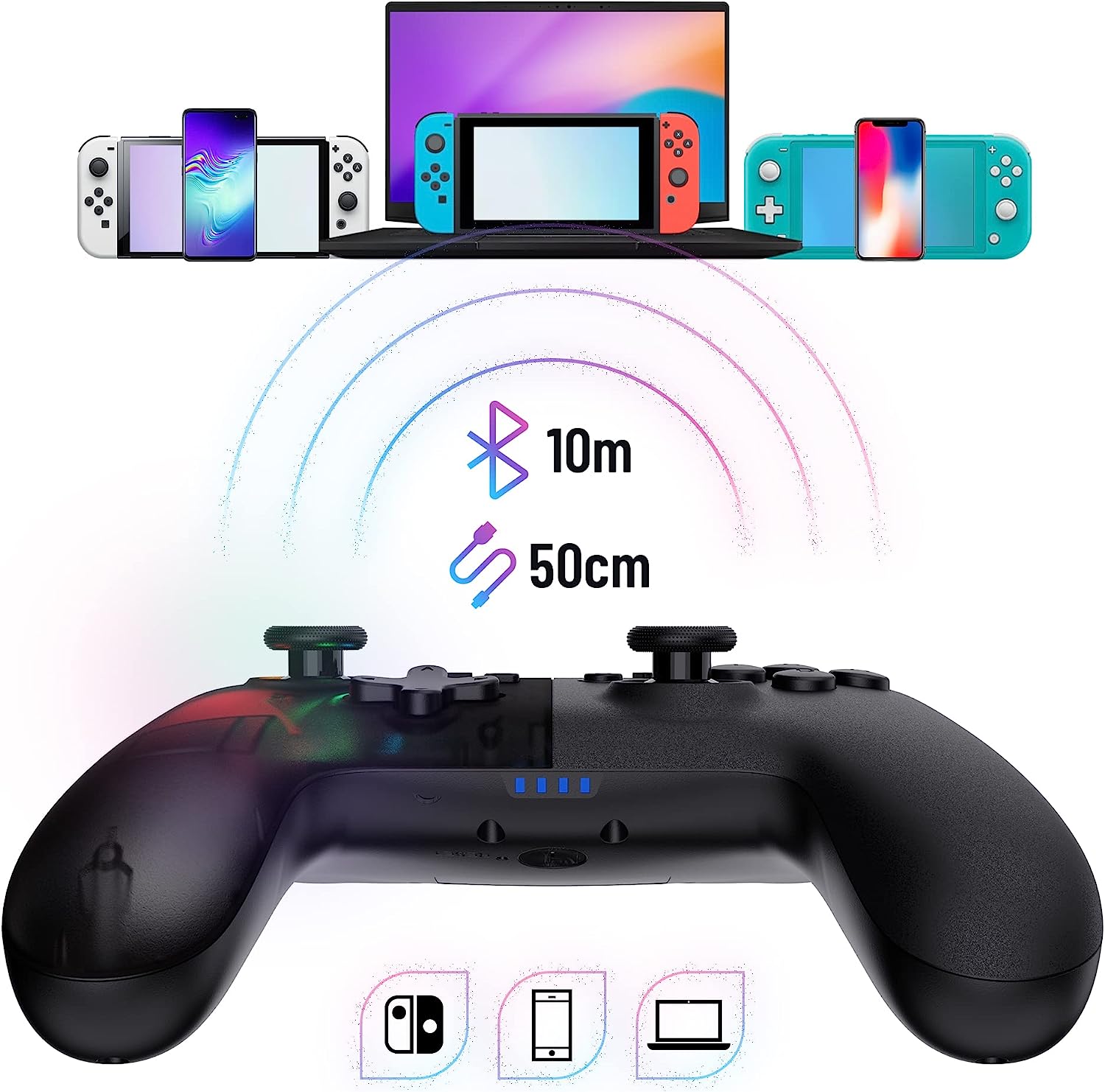 Oniverse - Bluetooth Controller For Nintendo Switch / Pc / Ios / Android - Black Star