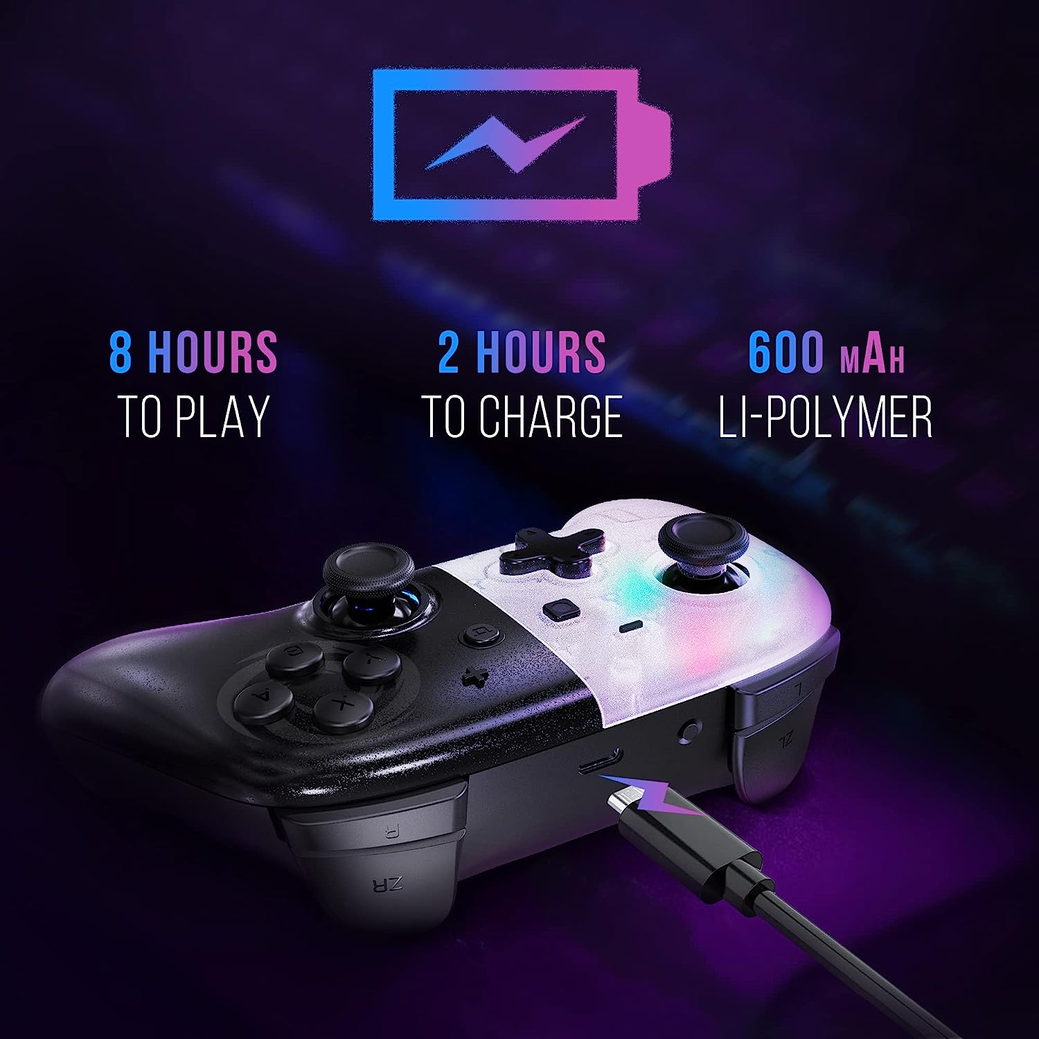 Oniverse White Star Wireless Switch Controller Switch Pro Controller LED Bluetooth Controller voor Switch OLED Switch Switch Lite (iOS en Android) Vibration Turbo Mode 6 assen Gyroscoop Wit