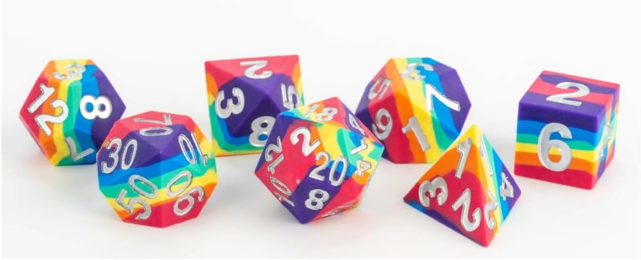 Fanroll - 16Mm Sharp Edge Silicone Rubber Poly Dice Set: Rainbow