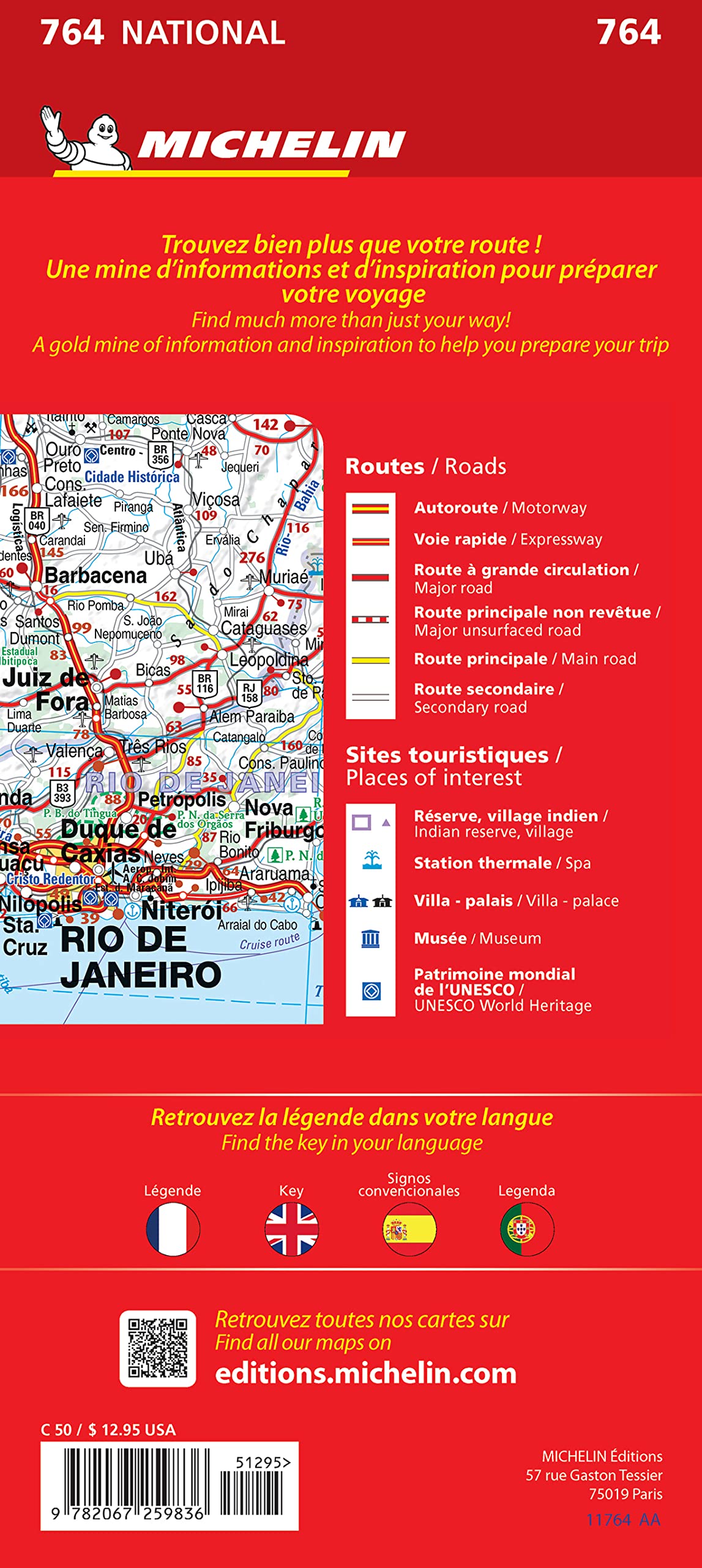 Brazil Map 764 (Maps/Country (Michelin)) (English and French Edition