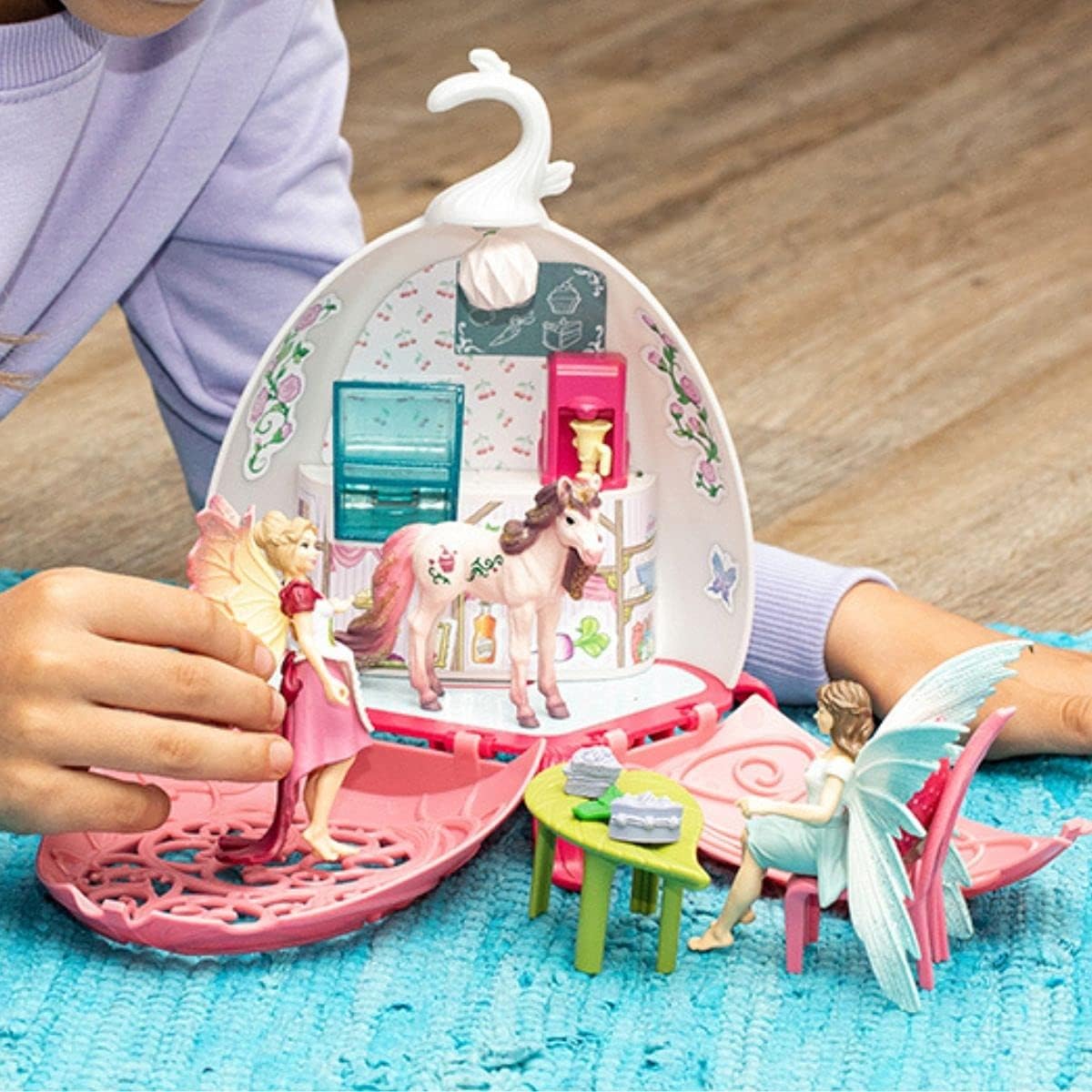 Schleich Bayala Fairy Cafe Blossom - 21-Piece Magical Fairy and Unicorn Figurine Playset with Dollhouse and Enchanted Dollhouse Accessories - Imaginative Play Unicorn Gifts for Girls, Boys Ages 5-12