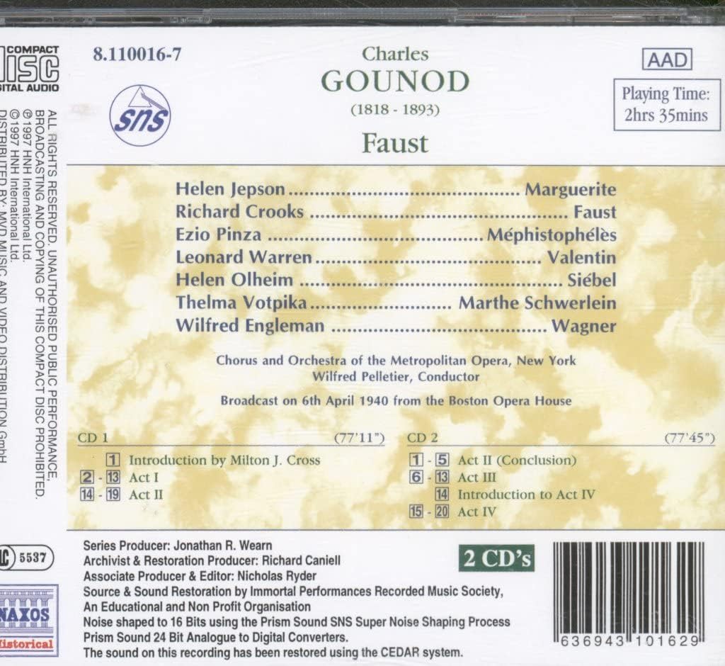 Gounod: Faust (Gesamtaufnahme) (Aufnahme 06.04.1940