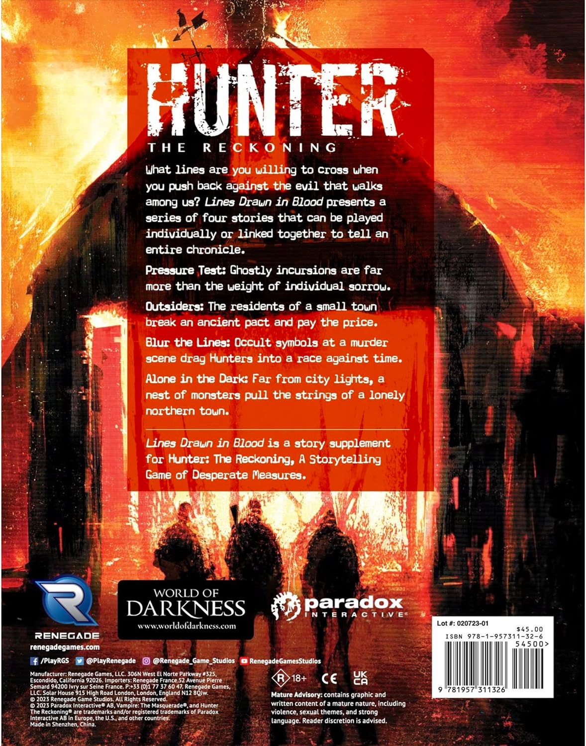 HUNTER RECKONING RPG LINES DRAWN IN BLOOD CHRONICLE BOOK HC