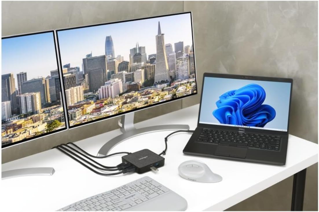 Kensington MD120U4 USB4 Docking Station, Dual Monitor 8K Portable Mobile Dock, Thunderbolt 3 & Thunderbolt 4 Dock, 100W Power Pass Through, 2 HDMI Ports, 2 USB-A Ports & USB-C Port (K32850WW