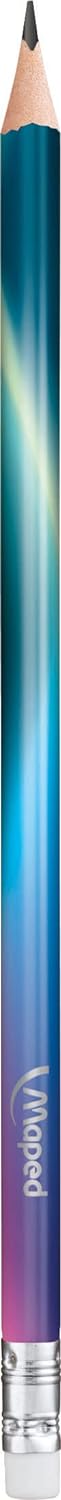 Maped - ergonomischer Drei-Kant-Bleistift NIGHTFALL HB mit Radiergummikopf - 6 Stück, Mehrfarbig Bleistifte